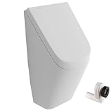 VitrA Pure Style Urinal mit VitrAhygiene + Deckel + Urinal-Absaug-Siphon | Zulauf & Ablauf von hinten | Pissoir mit Antibakterielle Beschichtung | Urinal aus robuster Keramik | für perfekte Hygiene