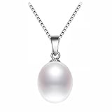 Kim Johanson Damen Perlenkette 'Nina' aus 925 Sterling Silber mit einer echten Süßwasser Perle Anhänger & Kette inkl. Schmuckbeutel