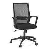 hjh OFFICE 732030 Bürostuhl Preston Stoff Schwarz Home-Office Drehstuhl ergonomisch mit Lendenwirbelstütze, Netzrücken