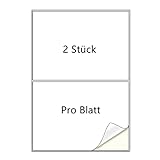 Alitade 100 Blatt Universal A4 Aufkleber Etiketten Selbstklebend Adressetiketten 2 Stück pro Blatt -(210x 148mm, 200 Etiketten), Geeignet für Tintenstrahl- und Laserdruckern