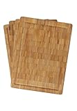 bestbambus Deluxe Frühstücksbrettchen 4er Set im edlen Hirnholz-Look, 25 x 18 x 1,9 cm, 0,7 kg