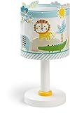 Dalber Kinder Tischlampe Nachttischlampe Little Jungle Dschungel Tiere Löwen Elefanten Giraffen Krokodil, 40 W, Bunt