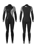 Zeraty Neoprenanzug 3 mm für Damen, Ganzkörper Neopren Tauchanzüge, Neoprenanzug Damen Lang mit Frontreißverschluss, Warm Halten, zum Tauchen, Schnorcheln, Surfen, Schwimmen, Wassersport, Grau XS