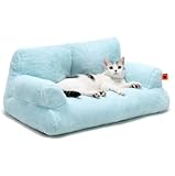 MEWOOFUN groß Katzenbett kleines Hundesofa Flauschig und waschbar Katzensofa Hundebett für Katzen, weich Katzenbett katzencouch mit Rutschfester Unterseite, blau 66x48cm