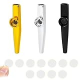 3 Stück Kazoo Metall Mini Anfänger Panflöte Musikinstrumente, Goldenes Aluminiumlegierung Kasu Mit 12 Austauschbaren Membran Kazoo Instrument für Erwachsene Kinder Party Spiel Lustiges Lnstrumente