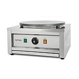 vertes Crepes Maker Crepesplatte Crepesmaker Elektrisch aus Edelstahl mit 40cm Platte (3000W, Antihaftbeschichtung, Temperatur Stufenlos Regulierbar von 50-300°C, Gastro Profi, Inkl. Holzverteiler)