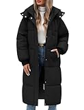 Vancavoo Wintermäntel Damen Lang Daunenmantel Winter Winterjacke Warm Steppmantel Jacke Mantel Daunenjacke Steppjacke mit Kapuze,Schwarz,L