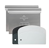 Midgreyeye Teigkarte Set, 4 Stücke Edelstahl Teigschneider Mit Messskala Kunststoff Teigschaber Teigkarte Teigspachtel Schaber Küche Für Kuchen, Cake,Pizza, Torte, Dough(15 * 12,5+13.5 * 9,1cm)