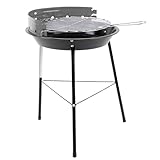 BBQ Holzkohle-Rundgrill Mobiler Holzkohlegrill für 2 bis 3 Personen Grillfläche ca. Ø 32 cm Kohlegrill Sicherer Stand dank 3 stabiler Beine Schwarz/Rot