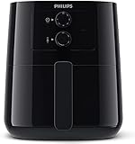 Philips Essential Airfryer Heissluftfriteuse - 4,1-Liter-Pfanne, Fritteuse Ohne Öl, Rapid Air Technologie, HomeID-App, Zeit- Und Temperaturkontrolle, Schwarz (HD9200/90)