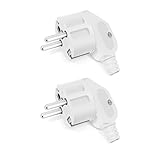 2 Stücke Schuko Stecker, IP20 Schuko Stecker für den Innenbereich, Europa-Stecker Kunststoff 250V (16A) für 8-10mm Kabel, IP20 für den Innenbereich - Weiß