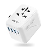 LENCENT Reiseadapter Weltweit, Universal Reisestecker weltreise Adapter mit 3 USB A und 1 USB C, Internationaler Steckdosenadapter für Japan Thailand USA England Australien(Typ A/B/G/C/D/I/L/M/N)