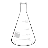 stonylab 1er-Pack 2000ml Erlenmeyerkolben aus Glas, Schwere Wand und Schmalem Mund, Labor Kolben Erlenmeyer Flask mit Robustem Rand - 2000ml