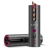 YAPOY Schnurlose Automatischer Lockenstab Wiederaufladbar Automatischer Lockenwickler mit 5 Temperaturen & Timer Wärmeisolationskammer LCD-Bildschirm Geeignet für kurzes & langes Haarstyling - Magenta