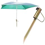 com-four® Sonnenschirmhalter aus Stahl - Bodenhülse für den Garten - Rasendorn für Sonnenschirme - Schirmständer mit Handgriff - Erdspieß mit Stockdurchmesser von 30-42 mm (goldfarben)