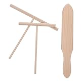 Hoement 3 Stück Teiliges Crepe Maker aus Holz mit T förmigem Verteiler und Spatel Ergonomisch Langlebig für Pfannkuchen und Crêpes Zubereitung zu Hause