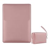 HaruYo 15-16 Zoll Laptop Sleeve Laptophülle mit Standfunktion, Computer Tasche mit Zubehörtasche für MacBook Pro 16, 15 Zoll Dell,Lenovo,Acer,Huawei MateBook (15-16 Zoll) Dunkelrosa