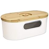 Navaris Brotkasten mit Deckel aus Holz - Brotbox zur Aufbewahrung inkl. Schneidebrett - Brottopf Küche mit Holzdeckel - Brot Dose Bambus oval