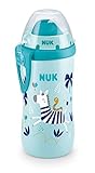 NUK Flexi Cup Trinklernflasche mit weichem Trinkhalm | Chamäleon Effekt | 300ml | 12+ Monate | auslaufsicher | BPA frei | Zebra (blau)
