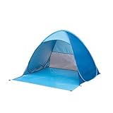 GAROZATION Automatisches Faltzelt mit Pop Up Design UV Schutz Wasserdichtes Robustes Strandsonnensegel für Camping und Reisen Blau Inklusive Bodenspieße zur Fixierung