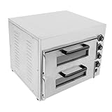 LUNICASHA Professional Doppel Pizzaofen, Elektrisch 350℃ Energiesparend, Professional Pizza Oven Elektrisch, Kommerzieller Pizzabackofen für Pizza, Brot und Backwaren, 3000W