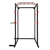 zoomyo Power Rack, Massive standsichere Stahlkonstruktion, Fitness Rack Set mit 2 Spottern, Klimmzugstange, Latzug und Ruderzug – für Anfänger und Fortgeschrittene