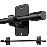 PeSenp Gardinenstange ohne Bohren,76-228 cm Vorhangstange ohne Bohren,Gardinenstange Schwarz Ausziehbar 16 mm Gardinenstange zum Kleben, Schwarz Matt
