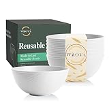 Wrova Salatschüsseln Set von 6-4 Unzen große Kapazität Kunststoffschale für Müsli, Salat, Suppe, unzerbrechliche Schüssel, geeignet für Küche, mikrowellen- und spülmaschinenfeste Schüsseln - Weiß