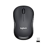 Logitech M220 SILENT Kabellose Maus, 2,4 GHz mit USB-Empfänger, 1000 DPI Optical Tracking, 18 Monate Batterielaufzeit, Für Links- & Rechtshänder, Kompatibel mit PC, Mac, Laptop - Grau, Schwarz