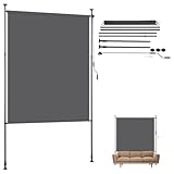 Izrielar Klemmmarkise Balkon Markise 150x270cm | Vorgerolltes Klemm-System ohne Bohren | UV-beständige Vertikalmarkise mit Sichtschutz | Wetterfest für Balkon & Terrasse