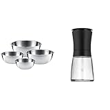 WMF Gourmet Schüsselset 4-teilig & Trend Salzmühle Pfeffermühle 14 cm, unbefüllt, Gewürzmühle, Keramikmahlwerk, Kunststoff, Glas, schwarz