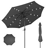 HOMEDEMO Sonnenschirm Balkon 270 cm Anthrazit mit Kurbel LED-Lichtern, Balkonschirm, Gartenschirm, Strandschirm, Marktschirm, Terrassenschirm, Tischschirm, Schutz 50+ Knickbar Neigbar, patio umbrella