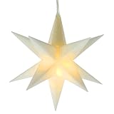 Spetebo LED Weihnachtsstern 3D warm weiß 12 cm mit Timer - weiß - Deko Leuchtstern Batterie betrieben für Außen und Innen - Stern Fensterdeko Weihnachten Advent Winter Garten Deko Leuchte Outdoor