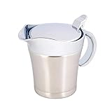 Thermo-Saucentopf aus 304 Edelstahl, doppelwandig, isoliert, Sauciere mit Deckel, Servierkrug mit tropffreiem Ausgießer für Saft, Tomaten, Soße, Küchenzubehör (750 ml)