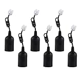 Lampenfassung, 6 Stück E27 Baufassung Mit Kabel, Schwarz