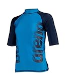 ARENA Jungen Unisex Jr Arena Vest S/S Graphic Rash Guard Shirt, Turquoise-navy, 164 EU