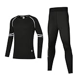 Zupora Thermo-Unterzieh-Set für Kinder, Kompressionsset, langärmeliges Hemd, Strumpfhose, Oberteil und Unterteil, schwarz / lila, Above 16 Years