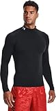 Under Armour Heatgear Armour Mock Langarm-T-Shirt für Herren, Schwarz/Weiß, XL/Tall