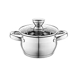 Florina Oliver 14 cm 1,3 L Edelstahltopf mit Glasdeckel | Für Induktion, Gas, Elektro, Ceran | Messskala innen | Spülmaschinengeeignet | Hitzebeständiger Deckel | Langlebig & robust