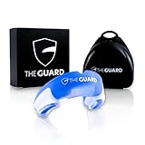THE GUARD – Mundschutz für Kontaktsportarten jeder Art, inkl. Aufbewahrungsbox I Individuell anpassbar, BPA frei & geschmacksneutral I Sport Zahnschutz für Boxen, Kampfsport & Hockey I Blue/White