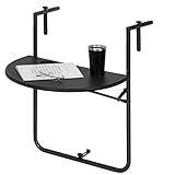 WOLTU Balkonhängetisch, Balkontisch zum Hängen, Hängetisch klappbar Beistelltisch Gartentisch, Klapptisch mit 3 Höhen, 2 Tassenhalterungen, in Rattan-Optik, 59,5x39 cm Schwarz