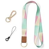 Vicloon Schlüsselband, Lanyard für Schlüssel, mit 2 Zubehör, Zweiseitiger Druck in Voller, Halsriemen Schlüsselbund für Schlüssel, ID Badge Card Holder, Ausweishülle(Farbnähte)