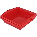 SINJEUN 4 Stück Silikon Backform Quadratisch, 26 x 24,3 x 5 cm Rot Quadratisch Brownie Backform, Silikon Kuchenform Eckig für Kuchen, Brownies und Gebäck