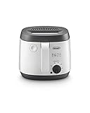 De'Longhi Fritteuse FS3021, Einstellbarer Thermostat, Kompaktes Design, Fassungsvermögen 2l, 1800W, Kunststoff, Weiß/Schwarz