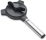 KUHN RIKON Deluxe Gripper Deckelöffner, Grau, öffnet Deckel mühelos in Grössen von 2.5 bis 8.9 cm, Öffner für glatte und geriefelte Verschlüsse