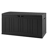 GIANTEX 300L Gartenbox, Auflagenbox wasserdicht mit Deckel, Kissenbox aus Kunststoff, XXL Aufbewahrungsbox für Sitzauflagen, Gartengeräte & Kinderspielzeug (Schwarz)