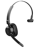 Sanfant Bluetooth Headset mit Mikrofon, Kabelloses Headset, Qualcomm Chip/ENC Mikrofon mit Geräuschunterdrückung/Leicht und Bequem/ 20 Stunden Spielzeit/Bluetooth Multipunkt für PC/Handy/Tablet