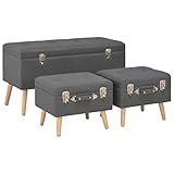 LAPOOH Hocker mit Stauraum 3 STK Footstool, Stilvolle Hocker, Classroom Stools, Wartehocker, Dunkelgrau Stoff