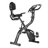 Faltbares Heimtrainer Fahrrad Klappbar für Zuhause Magnetwiderstand Handpulssensoren Elastisches Seil mit automatischer Zugstufe Fitness X Bike Hometrainer Standfahrrad