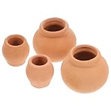 NUOBESTY 4 Stück Kleiner Sukkulententöpfe aus Terrakotta Kleine Runde Anzuchttöpfe für Balkon und Zimmerpflanzen Platzsparende Blumentöpfe für Garten und Büro